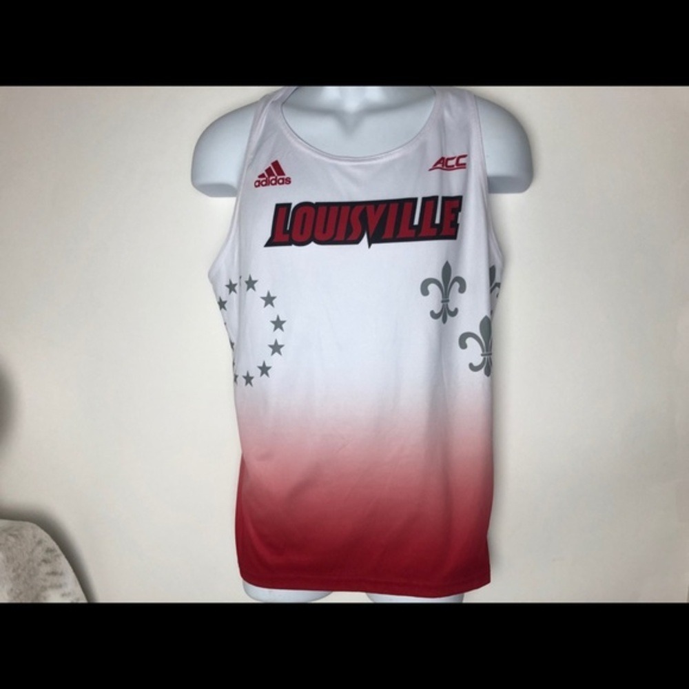 Adidas YBack Tank Top Louisville Red White Ombre Women's Large Sporty College